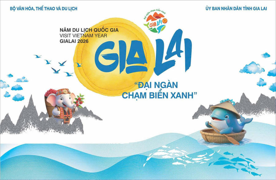 Pano tuyên truyền Năm Du lịch quốc gia - Gia Lai 2026.