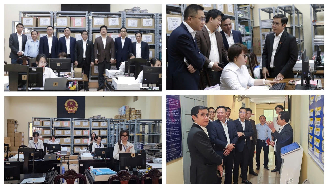 Đoàn công tác của Tổng công ty GTEL đã tham quan thực tế phòng làm việc của Tổ số hóa, hệ thống làm việc trực tuyến cùng một số ứng dụng công nghệ đang được triển khai tại TAND Khu vực 1 – TP.HCM