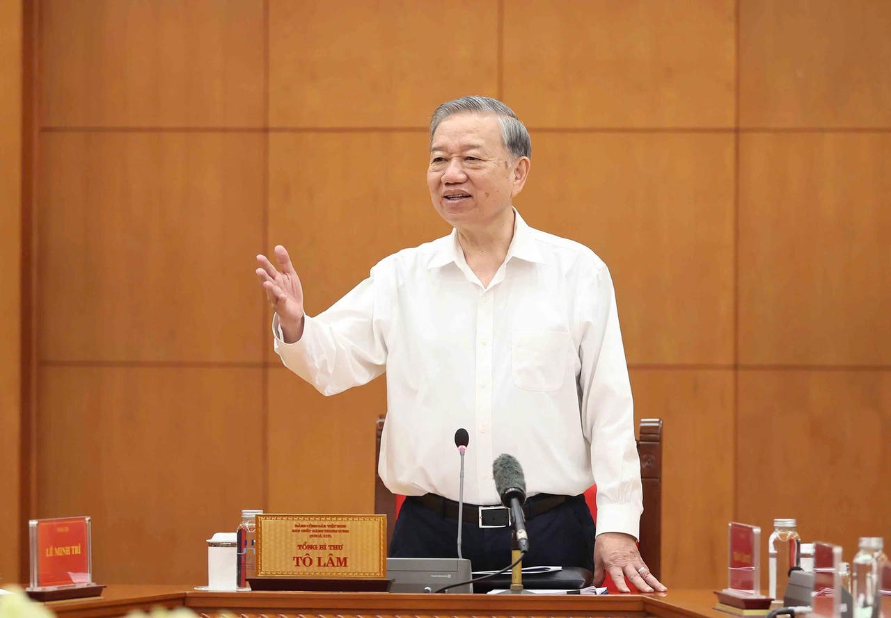 Tổng Bí thư Tô Lâm - Trưởng Ban Chỉ đạo Trung ương về phòng chống tham nhũng, lãng phí, tiêu cực - chủ trì phiên họp. Ảnh: TTXVN