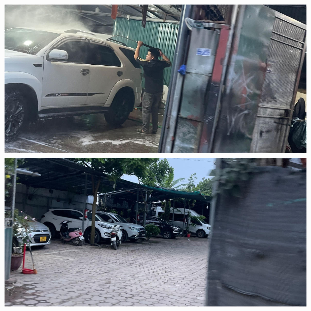 Hoạt động rửa xe, sửa chữa tự phát trong không gian chật hẹp, không đảm bảo an toàn PCCC.