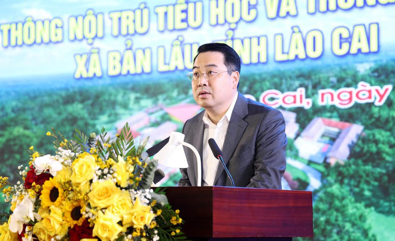 Chủ tịch UBND tỉnh Lào Cai Nguyễn Tuấn Anh phát biểu tại buổi lễ.