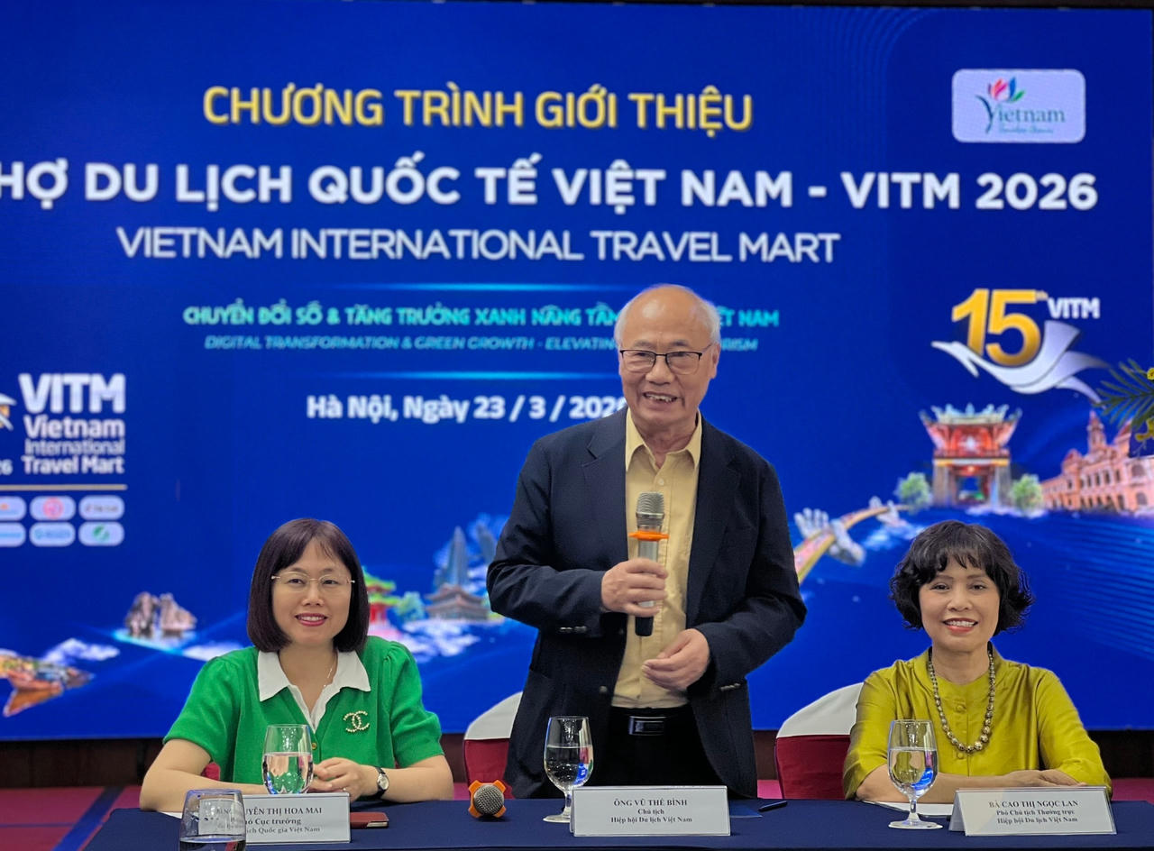 Chủ tịch Hiệp hội Du lịch Việt Nam Vũ Thế Bình thông tin về những điểm mới của VITM 2026 (Ảnh: P.V).