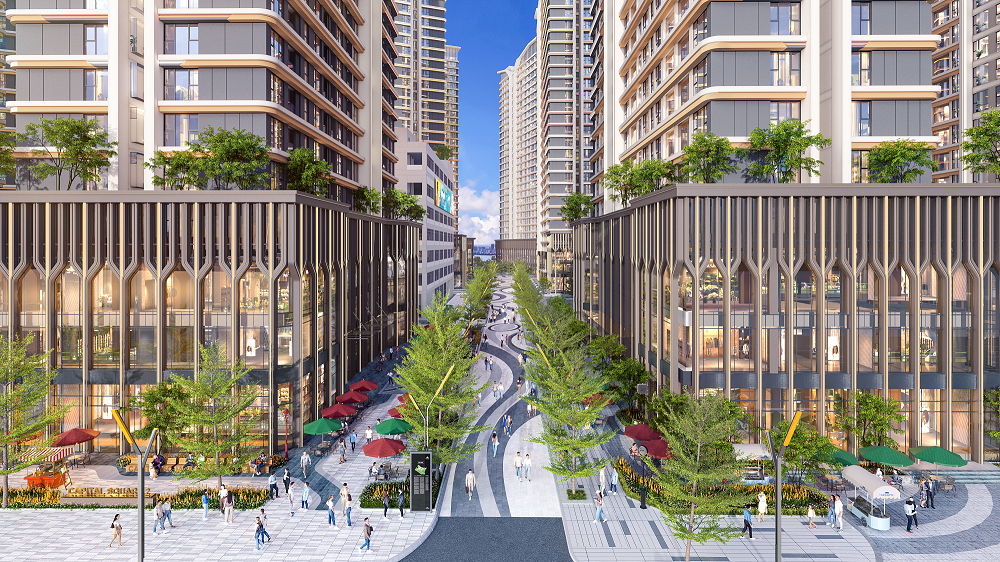 Tuyến phố thương mại sôi động Park Boulevard thu hút khách thuê lưu trú và cư dân địa phương đến mua sắm, vui chơi giải trí