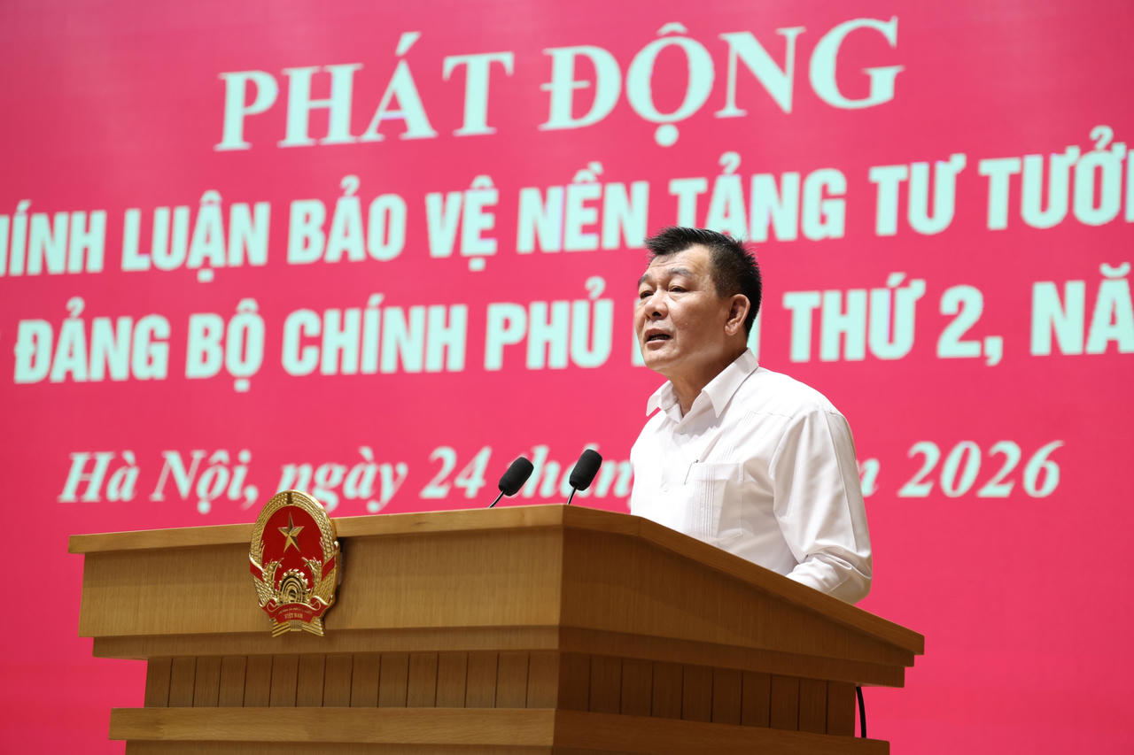 Đồng chí Nguyễn Đức Phong, Phó Bí thư Đảng ủy Chính phủ cho biết, Cuộc thi năm nay của Đảng ủy Chính phủ xác định mở rộng nội dung, chủ đề gắn với nhiệm vụ của Đảng ủy Chính phủ và Chính phủ. Ảnh: VGP