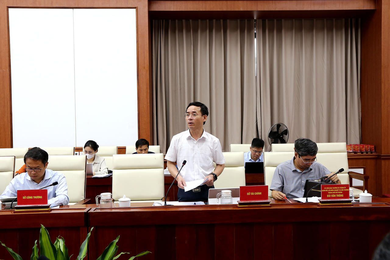 Lãnh đạo Sở Tài chính báo cáo tại cuộc họp.