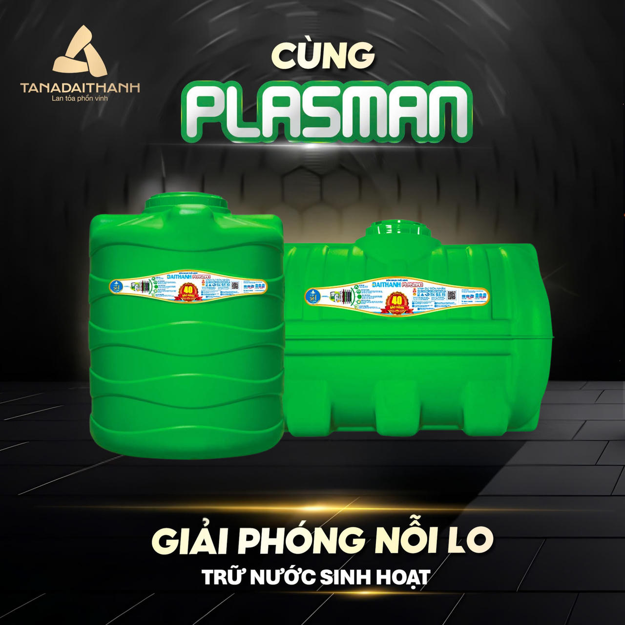 Bồn nhựa Plasman là giải pháp trữ nước sinh hoạt an toàn, hiệu quả. (Ảnh: Tân Á Đại Thành)