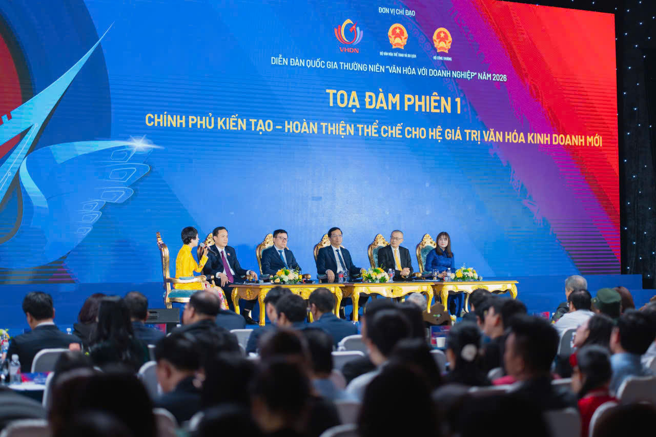 Một phiên tọa đàm trong Diễn đàn Quốc gia “Văn hóa với doanh nghiệp” năm 2026 vừa diễn ra. (Nguồn: BTC)