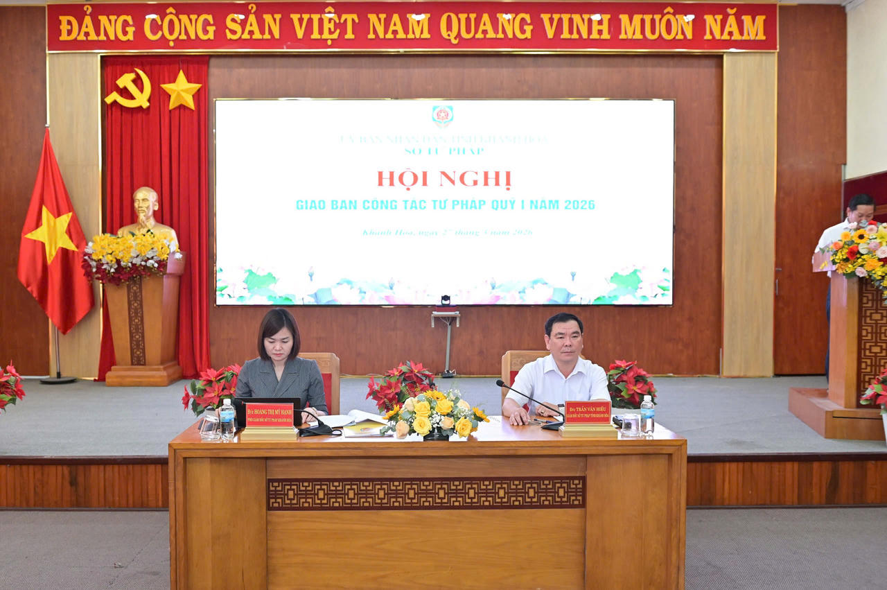 Sở Tư pháp tỉnh Khánh Hòa tổ chức Hội nghị giao ban công tác tư pháp Quý I/2026.