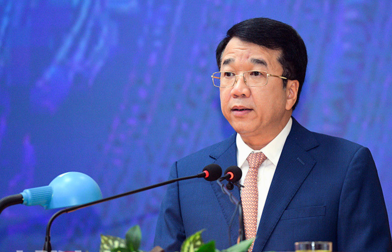 Ông Nguyễn Thanh Bình - Phó Bí thư Tỉnh ủy, Chủ tịch UBND tỉnh Ninh Bình phát biểu nhận nhiệm vụ. (Ảnh: Xuân Thu)