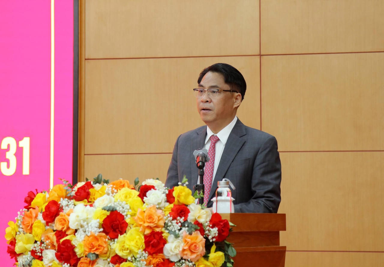 Ông Phan Thăng An, Bí thư tỉnh Cao Bằng phát biểu tại buổi lễ. (Ảnh: PV)