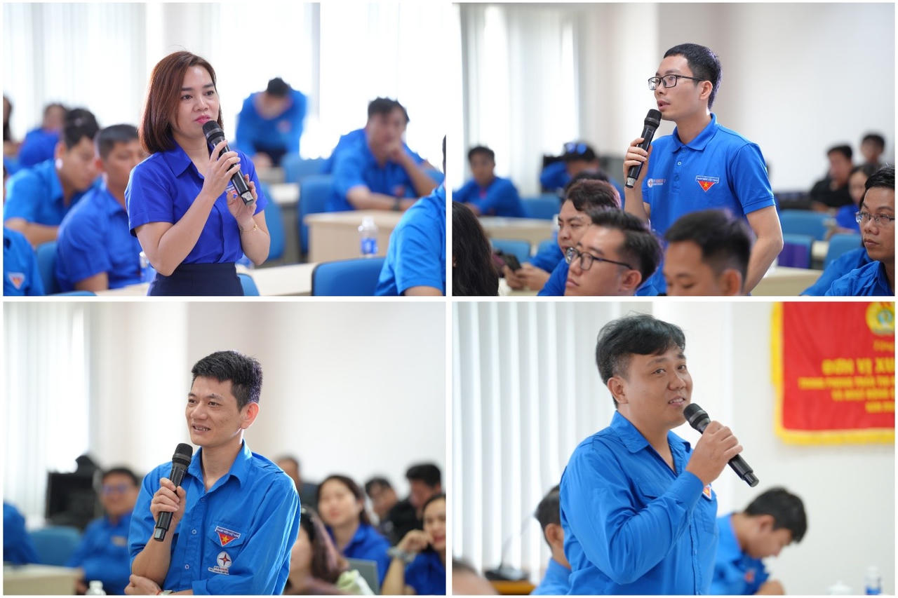 Các bạn đoàn viên tham gia đặt câu hỏi trong chương trình.