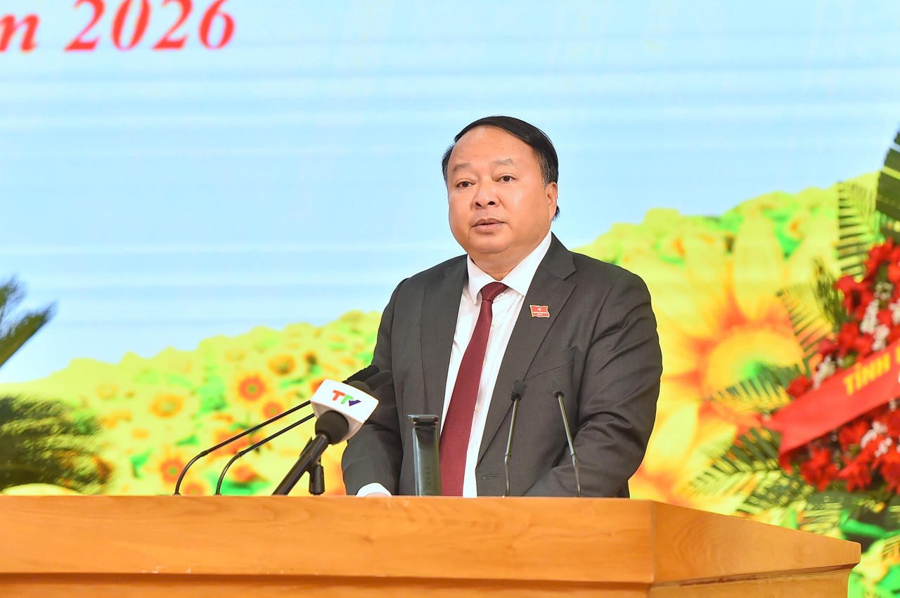 Ông Phan Huy Ngọc, Chủ tịch UBND tỉnh Tuyên Quang phát biểu tại buổi lễ. (Ảnh: PV)