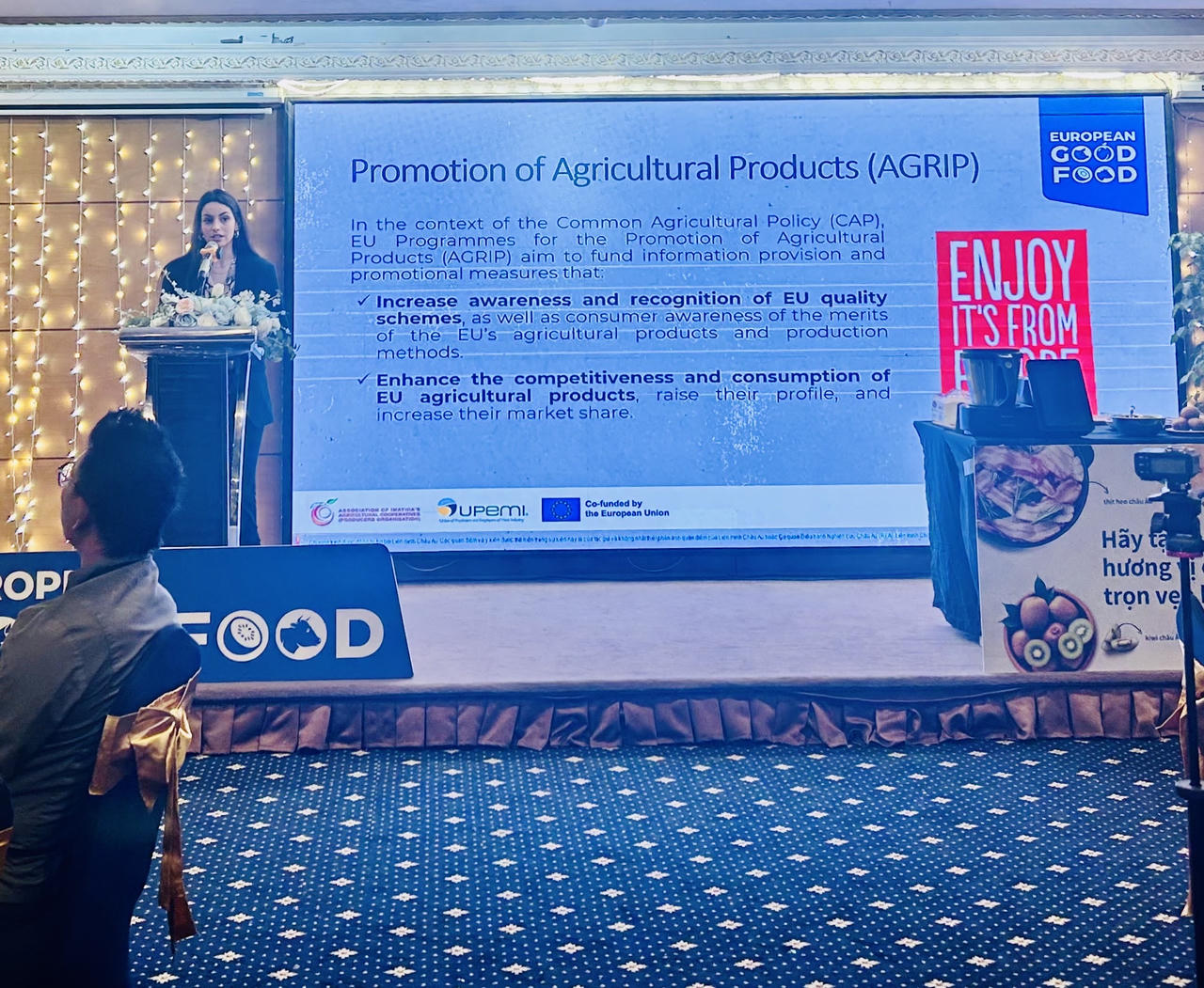 Bà Jolanta Ciechomska -&nbsp; đại diện UPEMI phát biểu tại&nbsp;“EU Good Food - Good Life” (Ảnh: Thùy Dương)