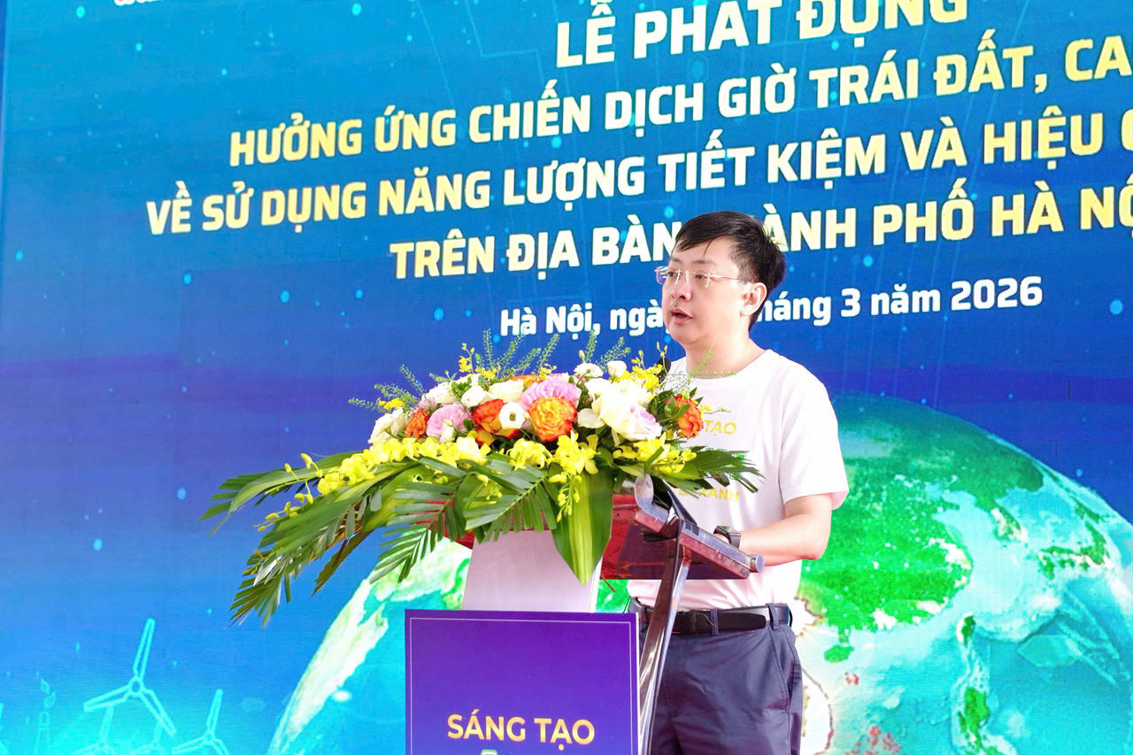 ông Đặng Hải Dũng - Phó Cục Trưởng Cục Đổi mới sáng tạo, Chuyển đổi xanh và Khuyến công phát biểu tại lễ phát động