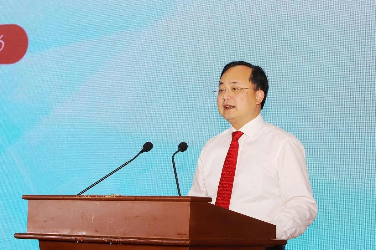 Ông Tô Huy Vũ - Chủ tịch Hội đồng thành viên Ngân hàng Agribank Việt Nam phát biểu tại buổi lễ.