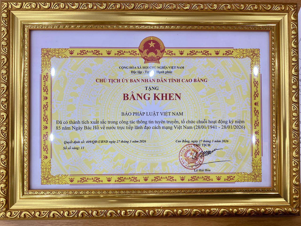 Tỉnh Cao Bằng vinh danh Báo Pháp luật Việt Nam trong hành trình lan tỏa giá trị 'Cội nguồn cách mạng'