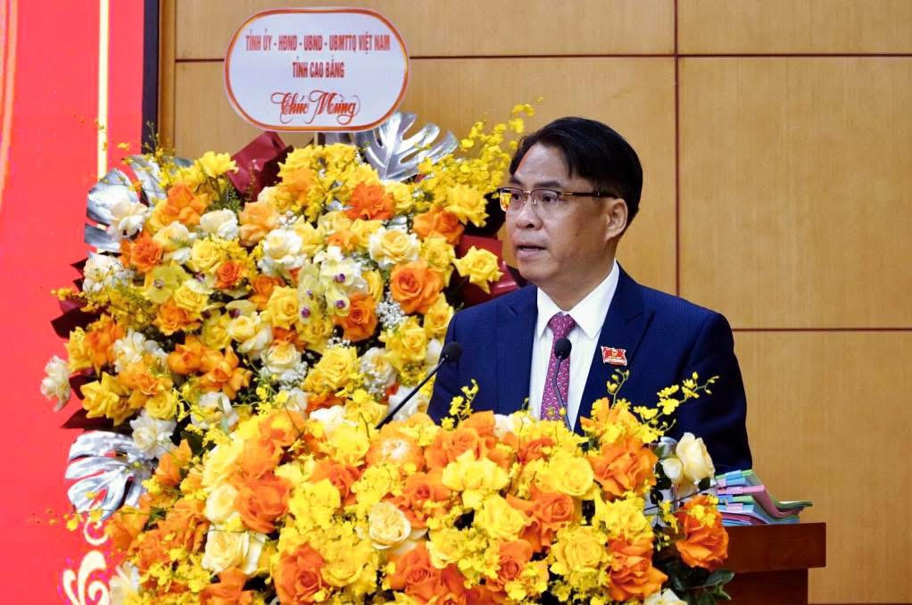 Ông Phan Thăng An, Bí thư tỉnh Cao Bằng phát biểu tại buổi lễ. (Ảnh: PV)