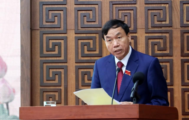 Ông Lê Văn Lương, Chủ tịch UBND tỉnh Điện Biên phát biểu nhận nhiệm vụ (Ảnh: CTV).