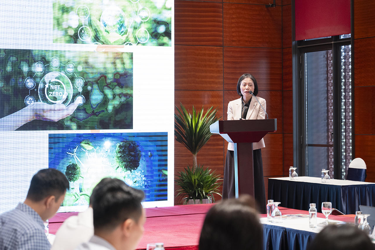 ThS. Phạm Thị Trúc Hoa Quỳnh - Viện Chiến lược và Chính sách kinh tế - tài chính (Bộ Tài chính) phát biểu tại hội thảo.