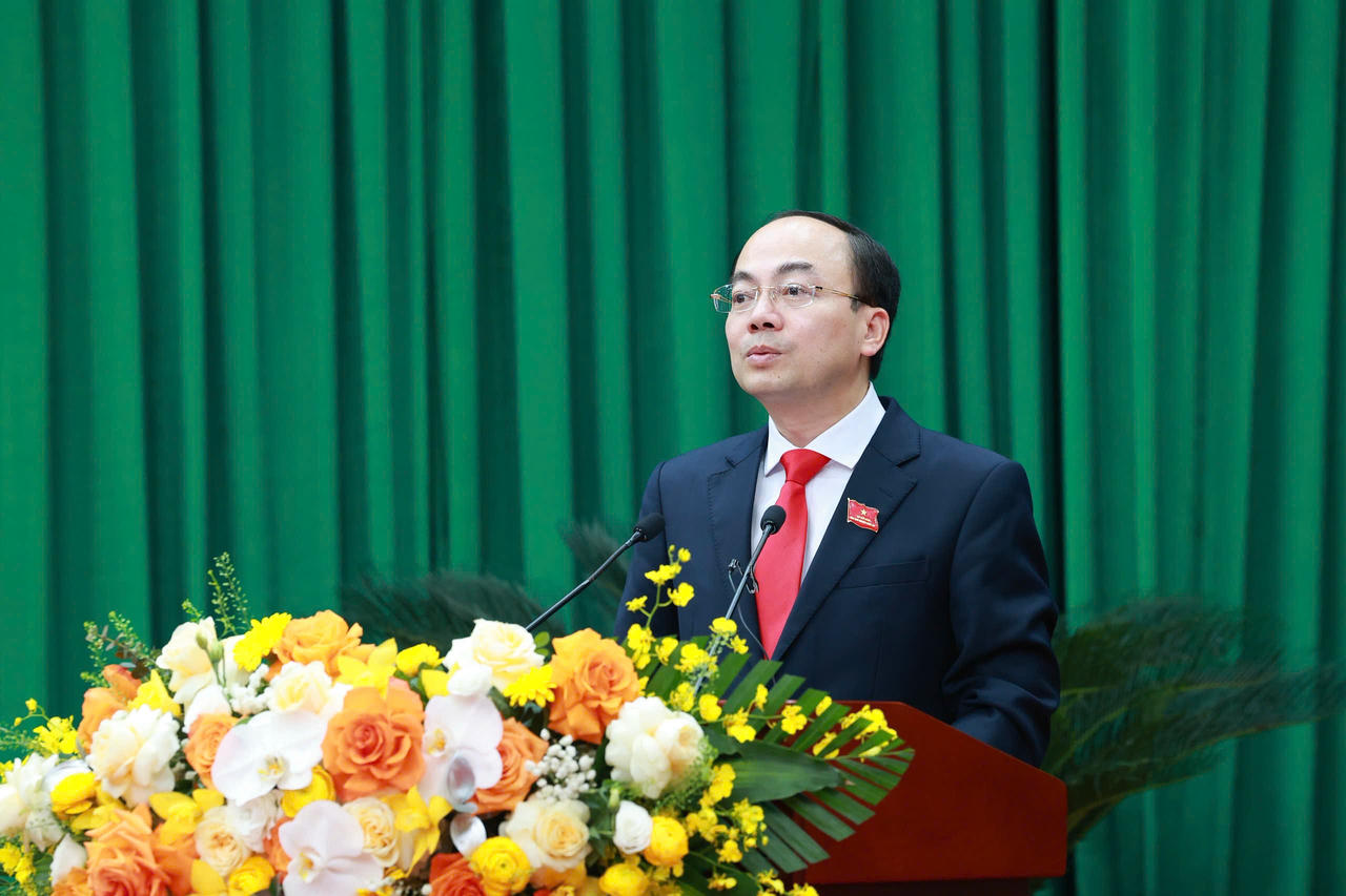 Ông Nguyễn Đăng Bình, Chủ tịch HĐND tỉnh Thái Nguyên khóa XIV phát biểu khai mạc kỳ họp