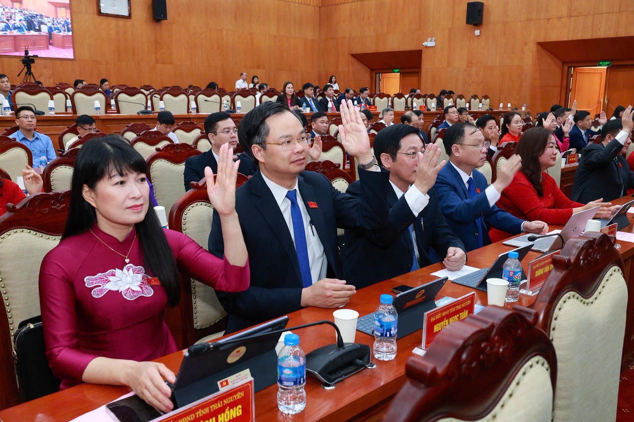 Đại biểu biểu quyết thông qua các nghị quyết tại Kỳ họp.