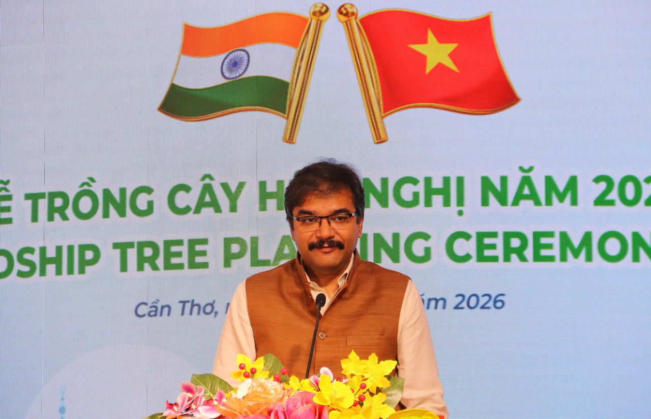 Ông Vipra Pandey – Tổng Lãnh sự Ấn Độ tại TP.HCM phát biểu tại buổi lễ.