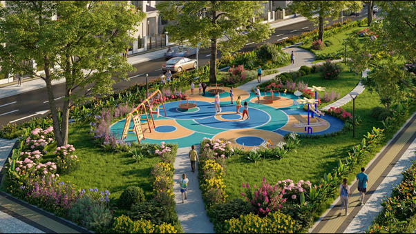 Không gian rộng lớn cùng tiện ích đa dạng đáp ứng nhu cầu sống xanh, sống khỏe, sống hạnh phúc của cư dân.