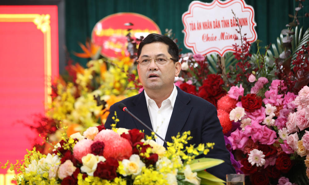 Ông Nguyễn Hồng Thái, Bí thư Tỉnh ủy Bắc Ninh phát biểu tại hội nghị.