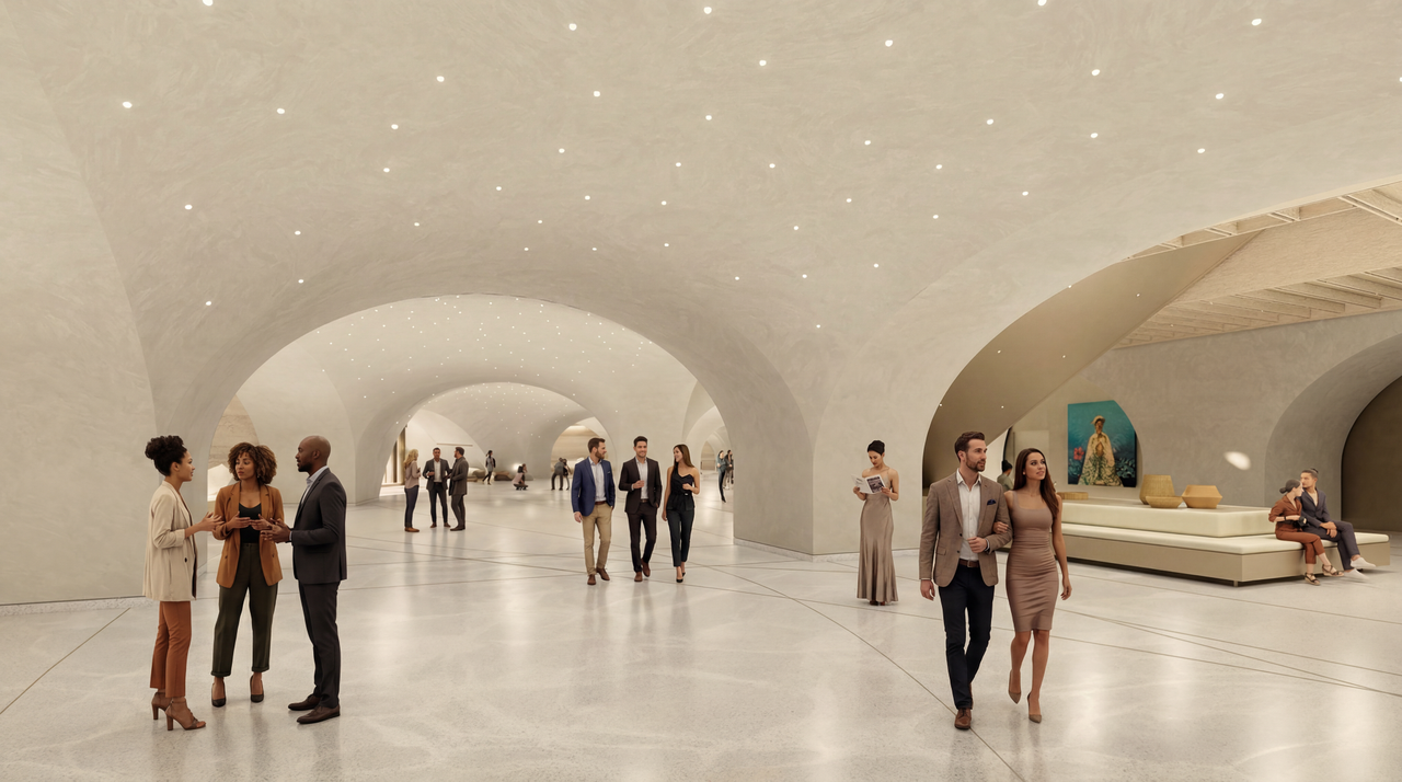 Phối cảnh thiết kế tầng 1 của nhà hát đa năng.