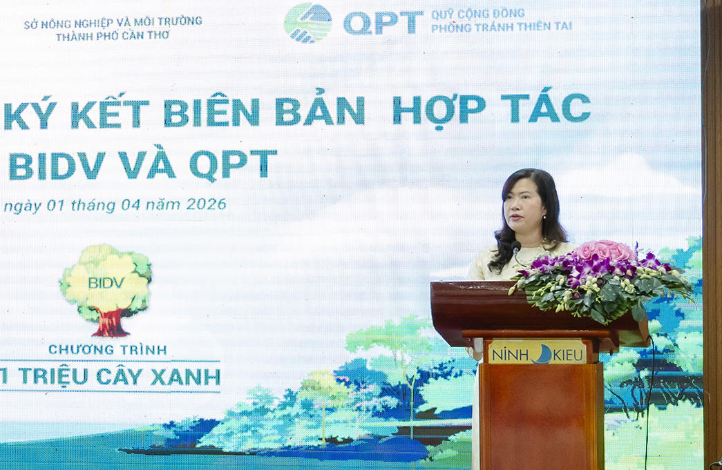 Bà Nguyễn Thị Ngọc Diệp - Phó Chủ tịch UBND thành phố Cần Thơ - phát biểu tại Lễ ký kết.