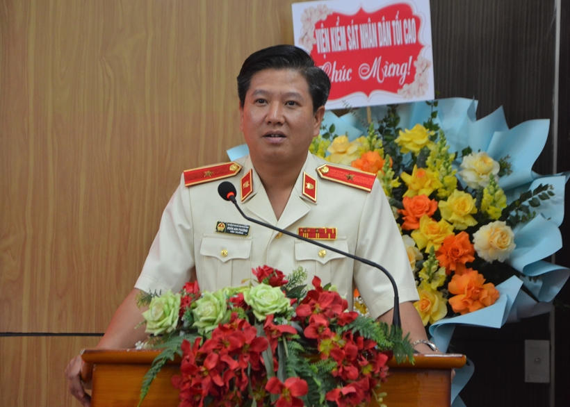 Ông&nbsp;Đoàn Anh Phương, tân Viện trưởng VKSND TP Hải Phòng phát biểu nhận nhiệm vụ.