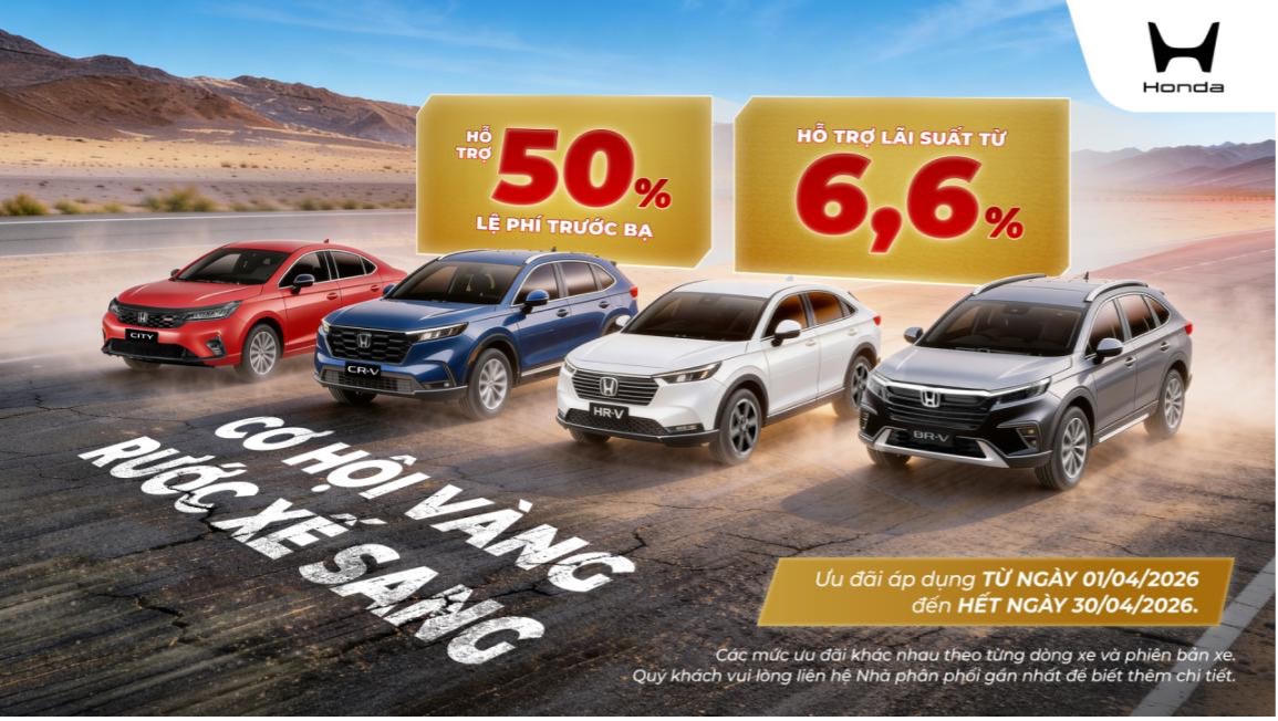 Honda Việt Nam khuyến mại cho khách hàng mua ô tô trong tháng 4