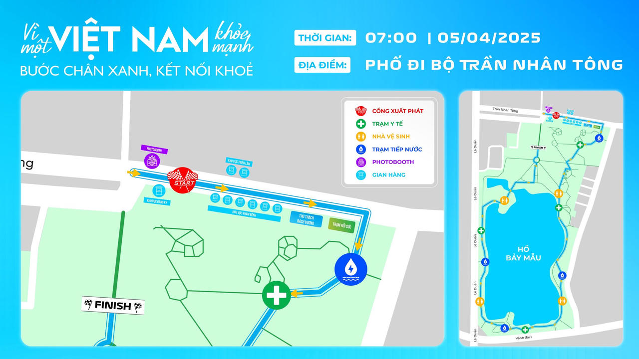 Cung đường&nbsp;Giải đi bộ “Vì một Việt Nam khỏe mạnh – Bước chân xanh, kết nối khỏe”. (Ảnh: BTC)