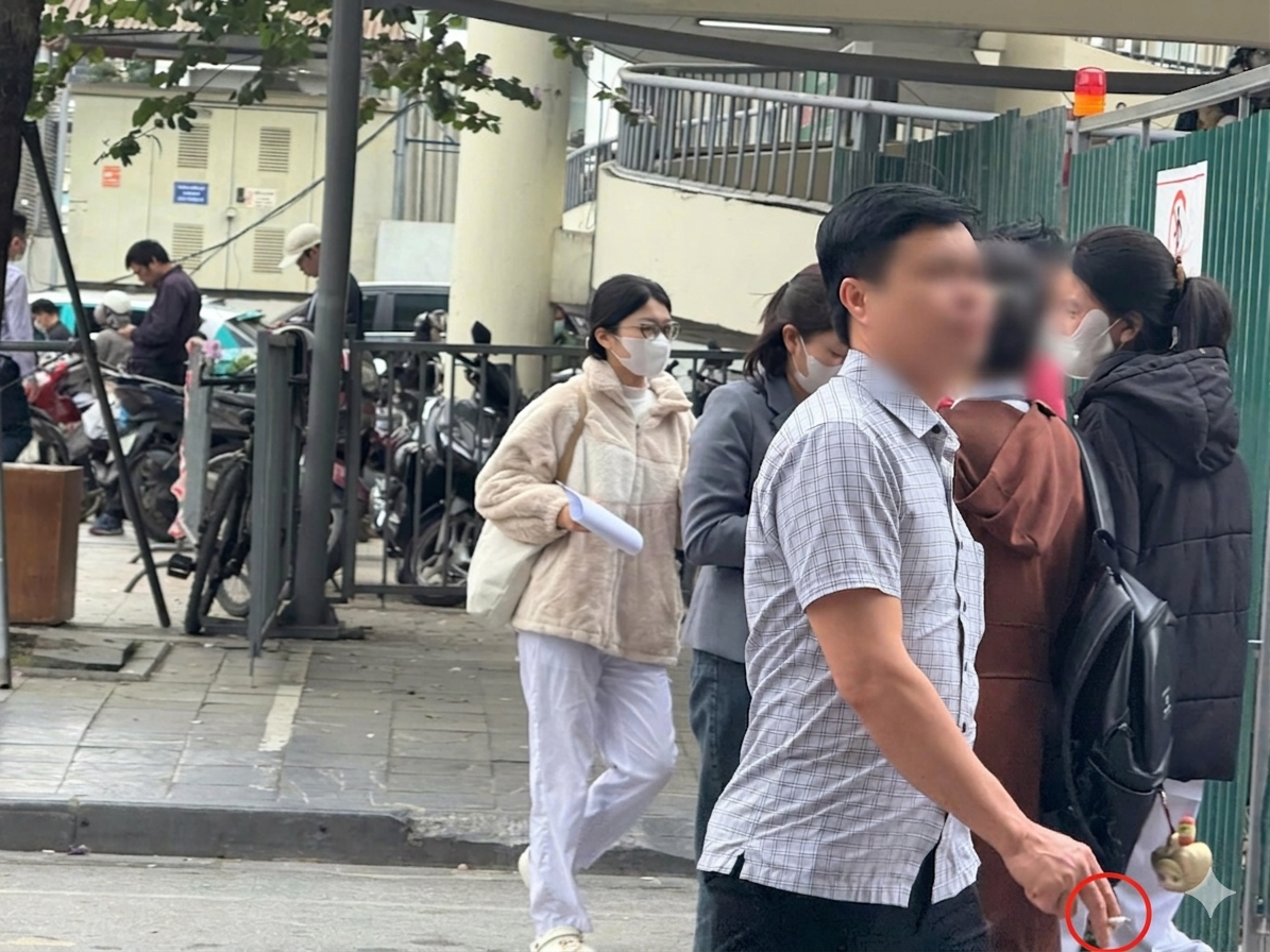 'Bất chấp' biển cấm, khói thuốc vẫn bay trong bệnh viện, nơi công cộng