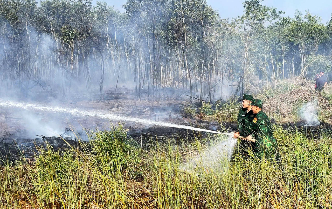Tây Ninh: Đồn Biên phòng Mỹ Thạnh Tây phối hợp kịp thời dập tắt cháy rừng