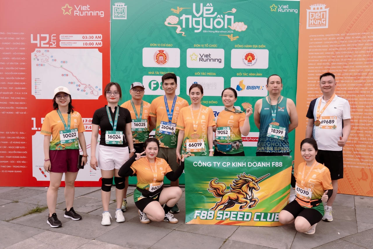 Các runner CLB F88 Speed tham gia giải chạy Marathon Đền Hùng 2026