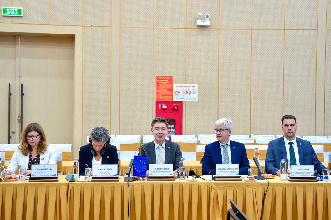 Đại sứ Julien Guerrier, Trưởng Phái đoàn EU tại Việt Nam phát biểu tại phiên họp.