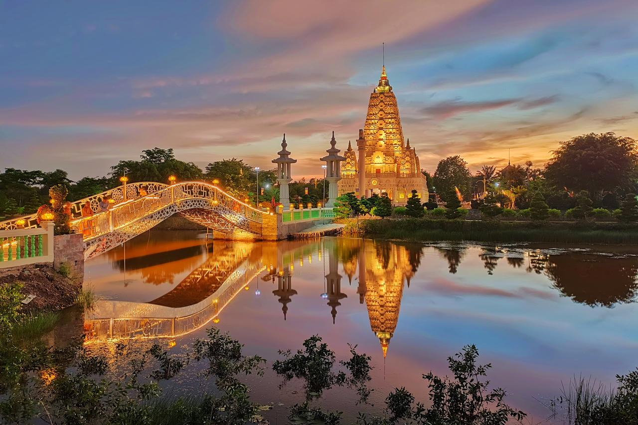 Thiền viện Trúc Lâm Chánh Giác với kiến trúc đặc trưng,&nbsp;không gian thanh tịnh. (Ảnh: Nguyễn Danh)