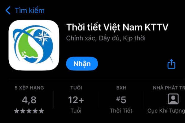 Ứng dụng ‘Thời tiết Việt Nam KTTV’ cập nhật 10 phút/lần từ hơn 2.600 trạm đo