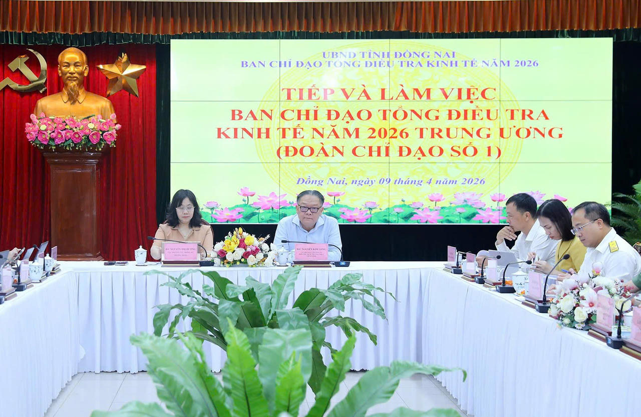 Cục trưởng Cục Thống kê Nguyễn Thị Hương làm việc với tỉnh Đồng Nai về Tổng điều tra kinh tế năm 2026.