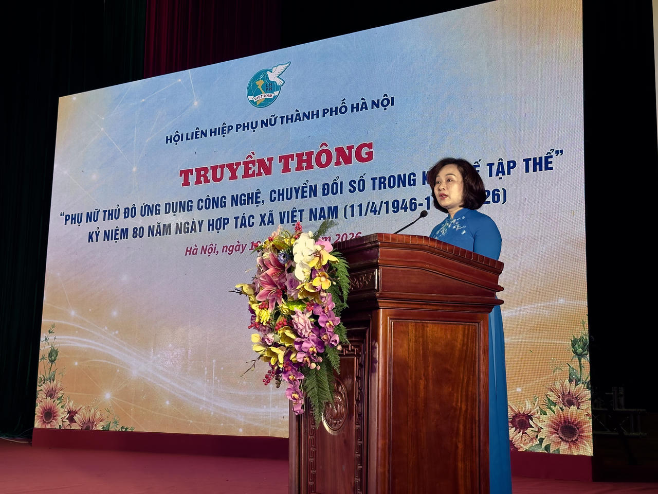 Bà Phạm Thị Thanh Hương - Phó Chủ tịch Thường trực Hội LHPN Thành phố Hà Nội phát biểu tại chương trình.&nbsp;