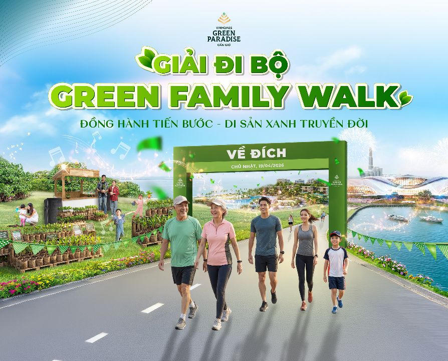 Giải đi bộ Green Family Walk: Hành trình '3 trong 1' tại Vinhomes Green Paradise