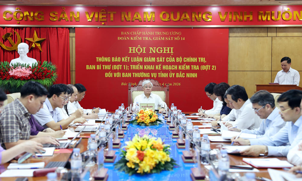 Đoàn Kiểm tra, giám sát số 14 của Bộ Chính trị làm việc với Ban Thường vụ Tỉnh ủy Bắc Ninh