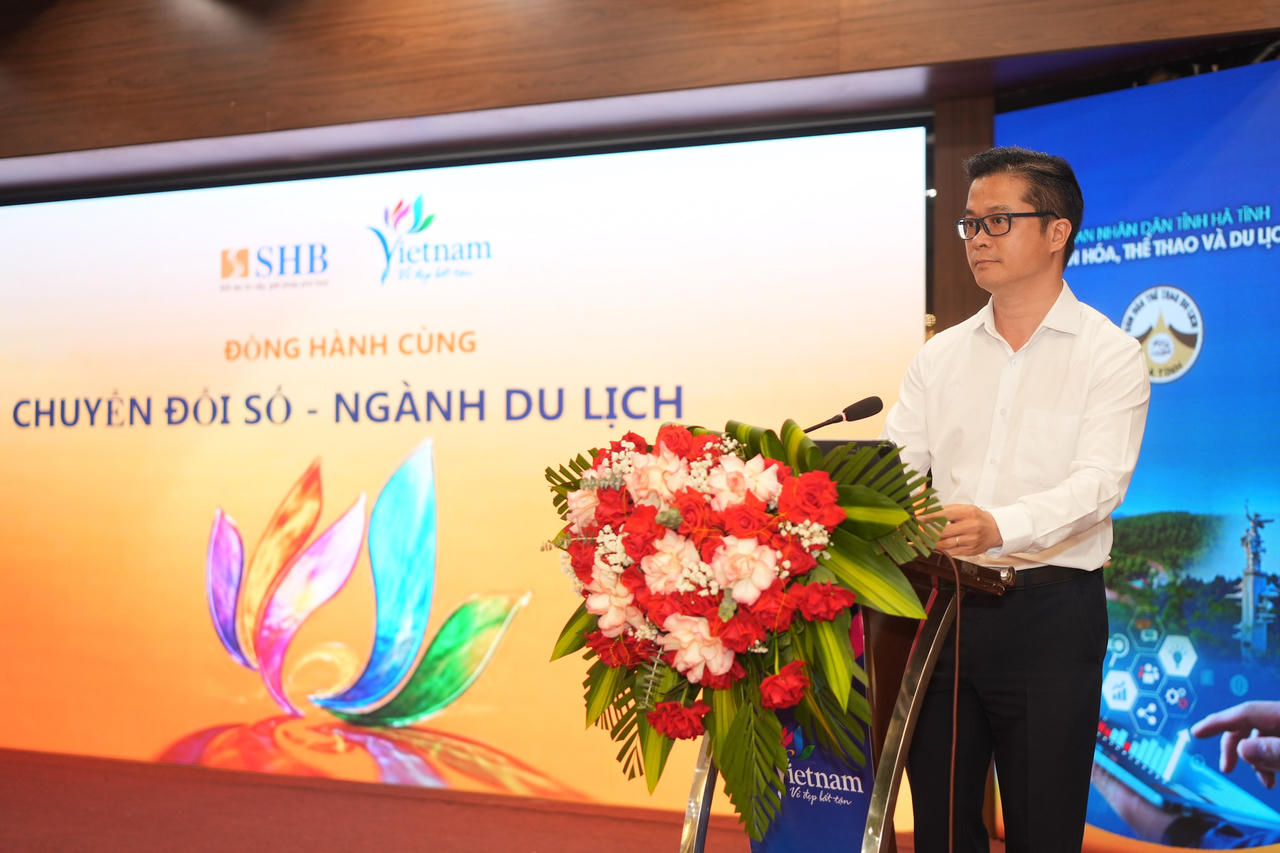 Phó Giám đốc Khối Ngân hàng Doanh nghiệp SHB Nguyễn Trọng Tĩnh phát biểu tại sự kiện