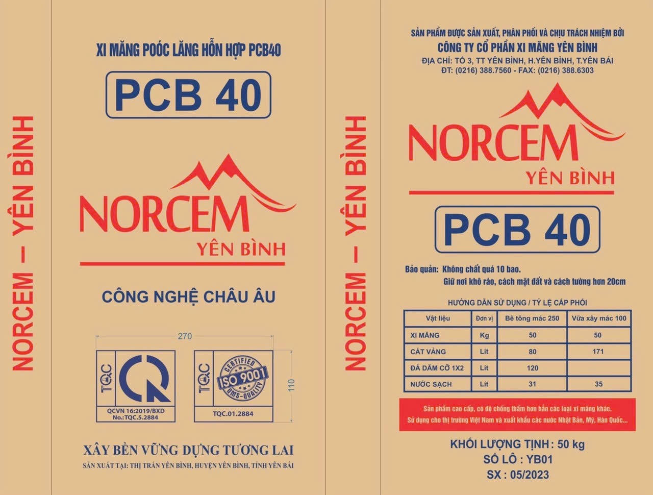Mẫu mã bao bì sản phẩm được Công ty xi măng Yên Bình thiết kế chi tiết, đầy đủ thông số (Ảnh: Lê Hanh)
