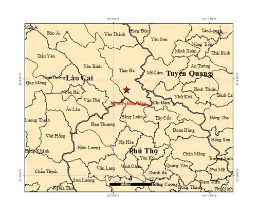 Lào Cai: Động đất 3 độ tại xã Thác Bà