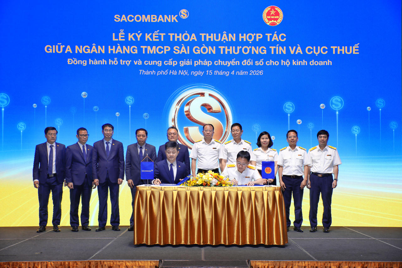 SACOMBANK hợp tác với cục thuế triển khai giải pháp hỗ trợ hàng triệu hộ kinh doanh trên toàn quốc