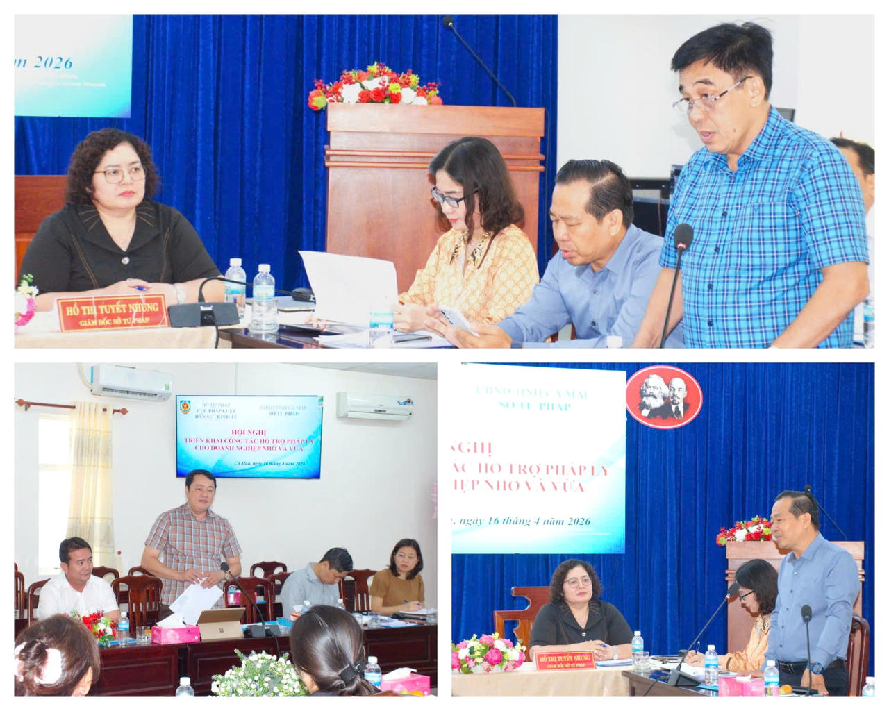 Đại diện lãnh đạo Sở Tài chính, Sở Nông nghiệp và Môi trường và Sở Công thương, phát biểu, thảo luận tại Hội nghị.