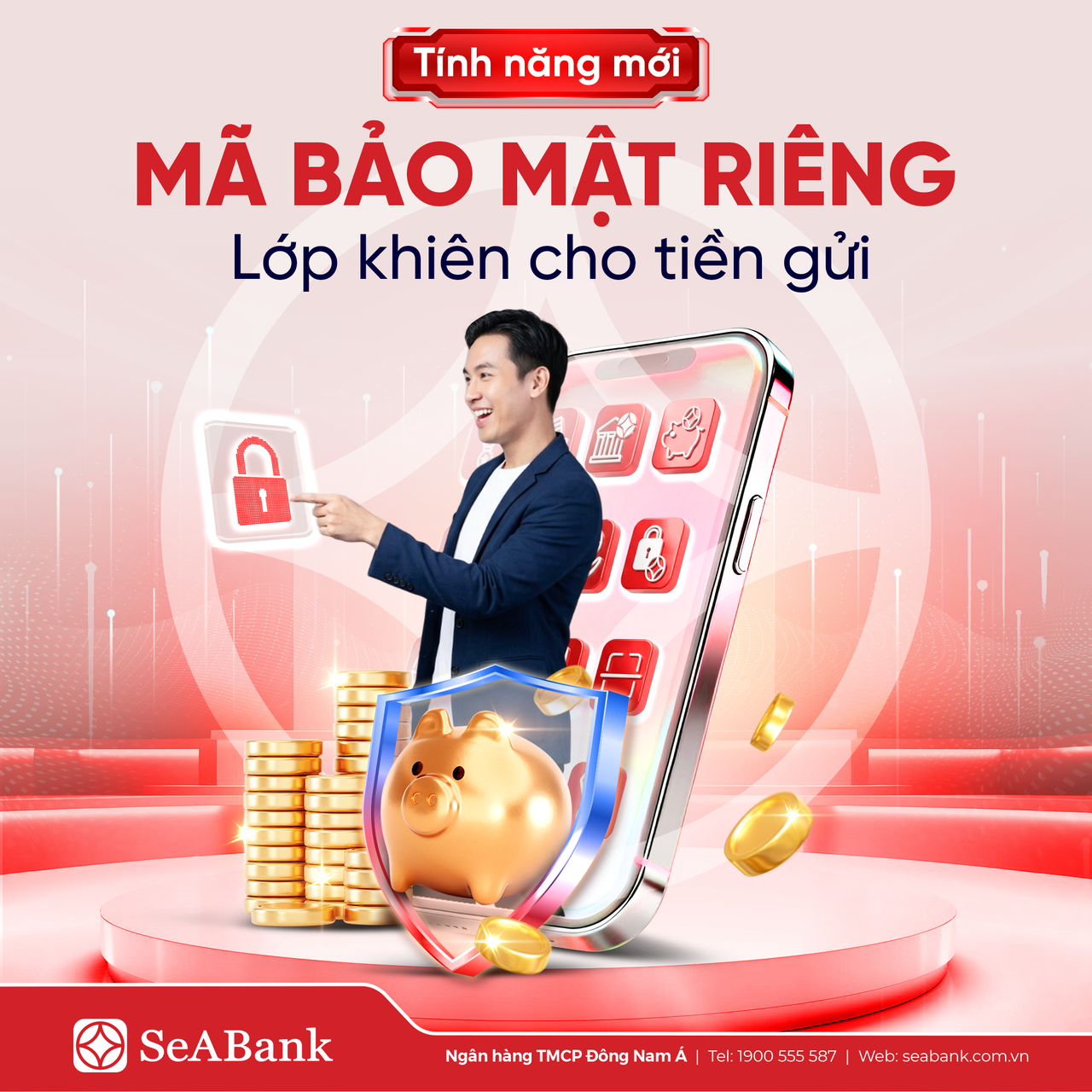Tính năng mới, mã bảo mật riêng, lớp khiên cho gửi tiền của SeABank. (Ảnh: Lê Hanh)