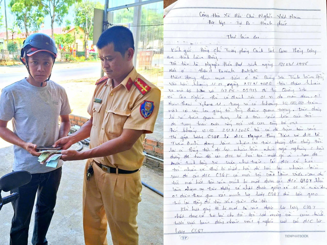 Anh Đạt gửi thư cảm ơn đến lực lượng Cảnh sát giao thông.